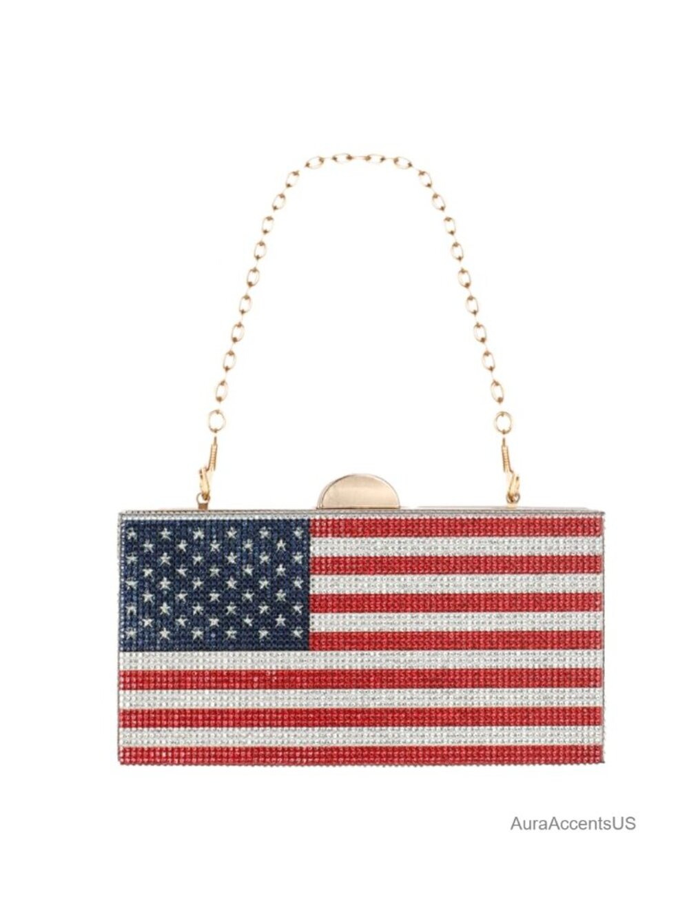 Rhinestone American Flag Crossbody Evening Clutch Purse Patriotic Bag